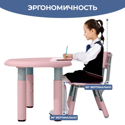 Растущий стол и стул, розовый - вид 5 миниатюра