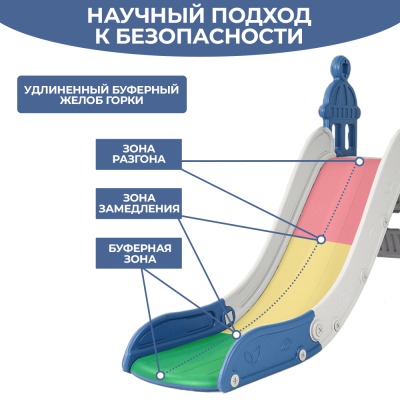 Игровой комплекс LESTI Замок (горка, качели, баскетбольное кольцо, футбольные ворота), синий - вид 10 миниатюра