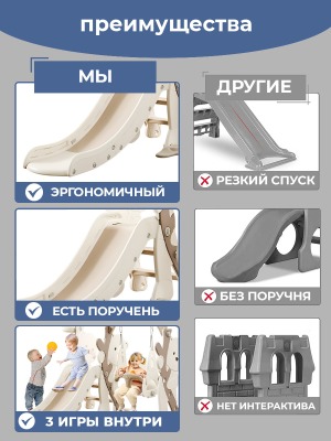 Игровой комплекс Мишка (горка, качели, баскетбольное кольцо), белый - вид 7 миниатюра