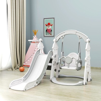 Игровой комплекс LESTI Замок (горка, качели, баскетбольное кольцо), белый - вид 1 миниатюра